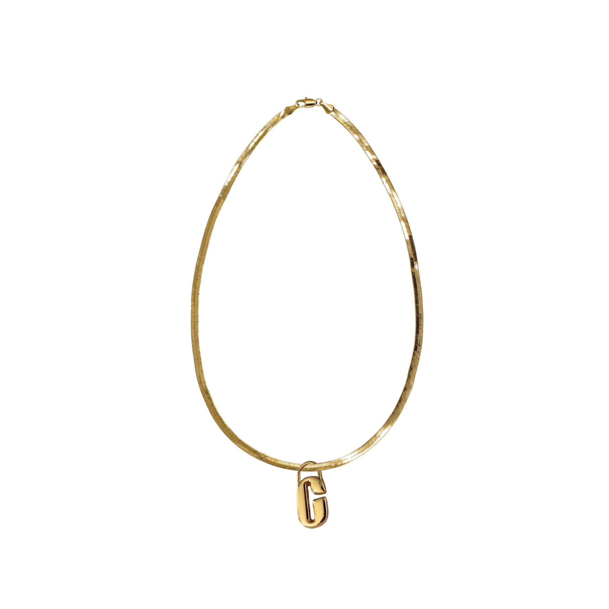 Herringbone G Charm Necklace - Atelier Galin